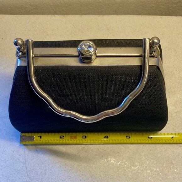 Black Chic Hard Shell Clutch Evening Bag - Picture 10 of 12